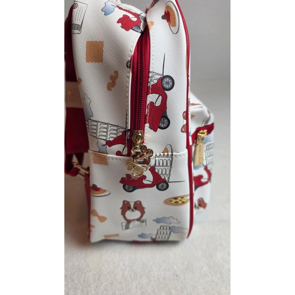 Jaxson & Friends Corgi in Italy Mini Backpack and Wallet Set Pizza Travel White